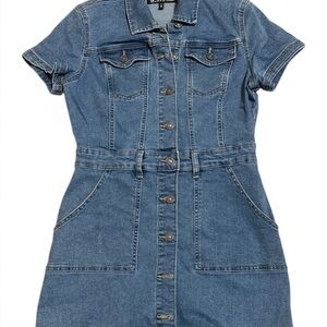 Rewash Blue Denim Collared Top dress